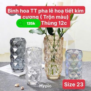 Bình cắm hoa thủy tinh pha lê họa tiết kim cương