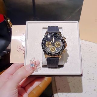 ĐỒNG HỒ NAM CHÍNH HÃNG SCOTTIE CHONOGRAP DÂY SILICON ĐEN FULLBOX