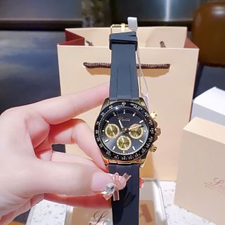 ĐỒNG HỒ NAM CHÍNH HÃNG SCOTTIE CHONOGRAP DÂY SILICON ĐEN FULLBOX