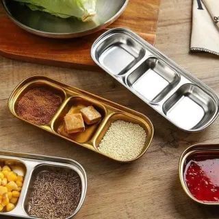 Khay Đựng Gia Vị Nước Chấm Inox 3 Ngăn Siêu Kháng Khuẩn A3532