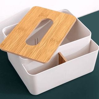 Hộp Khăn Giấy Nắp Gỗ 3 Ngăn Hộp Đựng Giấy Ăn Để Bàn A3762