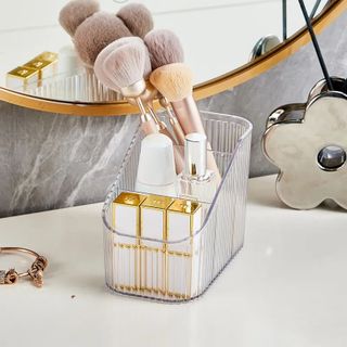 Hộp Đựng Mỹ Phẩm Trong Suốt 3 Ngăn Khay Đựng Cọ Trang Điểm A3342