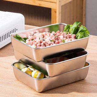 Hộp Đựng Thực Phẩm Tủ Lạnh Hợp Kim Inox 304 Có Nắp Đậy Đa Năng A4331