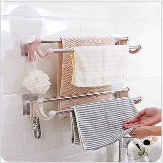 Giá Đôi Treo Khăn Inox Dán Tường Nhà Tắm Không Cần Khoan Vít A3243