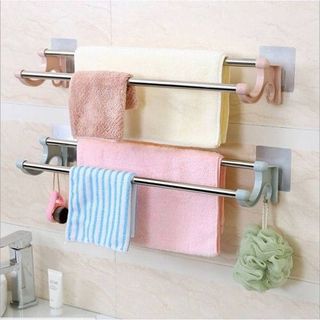 Giá Đôi Treo Khăn Inox Dán Tường Nhà Tắm Không Cần Khoan Vít A3243