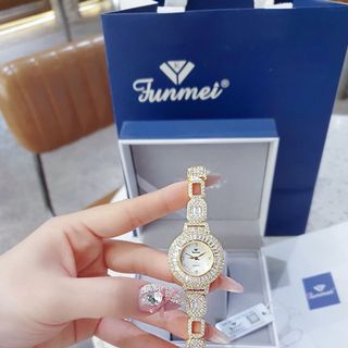 ĐỒNG HỒ NỮ CHÍNH HÃNG FUNMEI F2062 ĐÍNH ĐÁ SWAROSKI FULLBOX TEM HÃNG