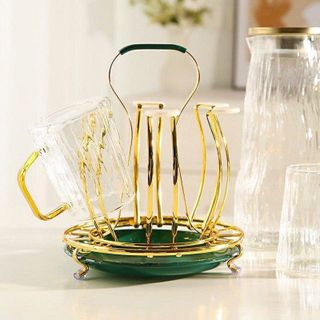 KHAY ÚP LY CỐC MẠ VÀNG HÌNH TRÒN