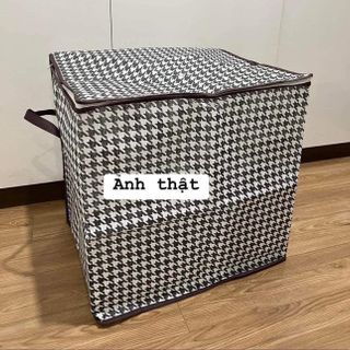 Túi Đựng Quần Áo Chăn Màn 100L Kẻ Caro Có Khóa Kéo Túi Vải Đựng Đồ Chống Thấm Nước Bụi Sắp Xếp Tủ Quần Áo A4153