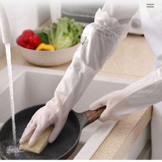 Găng Tay Rửa Chén Bát Siêu Dai Cổ Cao Có Chun Chống Tụt Chống Nước Mã Mới A4133