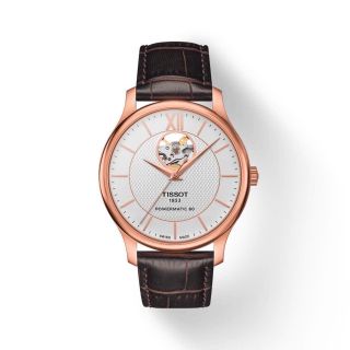 ĐỒNG HỒ NAM SIÊU CẤP TIXOT DÂY DA MÁY CƠ MẶT TRẮNG VIỀN ĐỒNG SAPHIRE FULLBOX