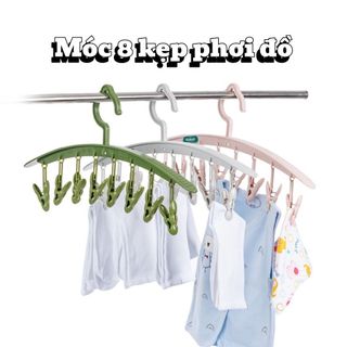 Thanh Móc 8 Kẹp Nhựa Hokori Móc Kẹp Phơi Đồ Chống Gió Thổi Bay Phơi Tất Vớ, Đồ Lót, Quần Áo Trẻ Em A3712