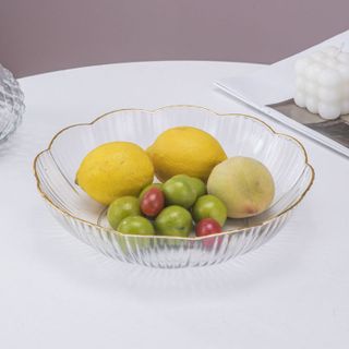 Khay Đựng Hoa Quả Bánh Kẹo Viền Vàng Kèm Chân Đế Thoát Nước Sang Trọng A3341 A3341