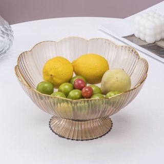 Khay Đựng Hoa Quả Bánh Kẹo Viền Vàng Kèm Chân Đế Thoát Nước Sang Trọng A3341 A3341