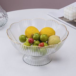 Khay Đựng Hoa Quả Bánh Kẹo Viền Vàng Kèm Chân Đế Thoát Nước Sang Trọng A3341 A3341