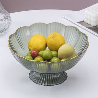 Khay Đựng Hoa Quả Bánh Kẹo Viền Vàng Kèm Chân Đế Thoát Nước Sang Trọng A3341 A3341