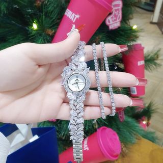 SET ĐỒNG HỒ NỮ CHÍNH HÃNG FUNMEI F2053 ĐÍNH SWAROSKI KÈM DÂY CHUYỀN FULLBOX