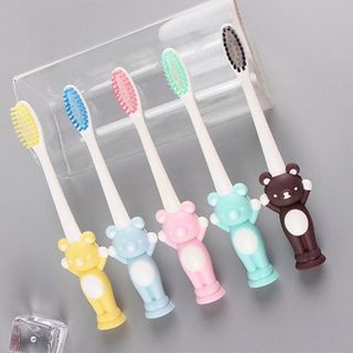 Sét 4 Bàn Chải Đánh Răng Hình Thú Cho Bé Cái Siêu Mềm Kèm Túi Zip A3632