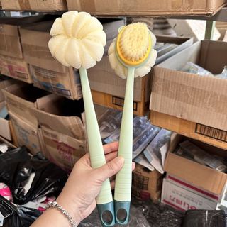 Cây Bông Tắm Chà Lưng 2 Mặt Kèm Bàn Chải cọ da mền mịn đồ dùng nhà tắm A3941