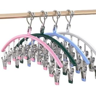 Móc Treo Phơi Đồ 10 Kẹp Inox Giữ Chống Gió, Móc Treo Tất Vớ Đồ Lót Quần Áo Trẻ Em Chống Trượt A3321