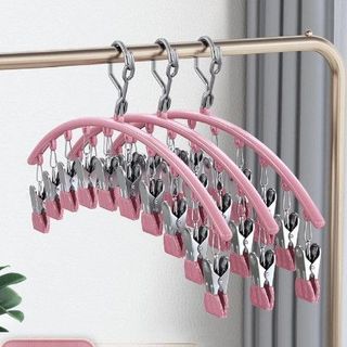 Móc Treo Phơi Đồ 10 Kẹp Inox Giữ Chống Gió, Móc Treo Tất Vớ Đồ Lót Quần Áo Trẻ Em Chống Trượt A3321