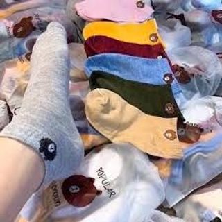 Sét 10 Đôi Vớ Gấu Xinh Đẹp Tất Vớ Nữ Cổ Ngắn Nhiều Màu Mềm Mại A3714