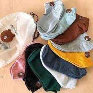 Sét 10 Đôi Vớ Gấu Xinh Đẹp Tất Vớ Nữ Cổ Ngắn Nhiều Màu Mềm Mại A3714