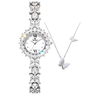 SET ĐỒNG HỒ NỮ CHÍNH HÃNG FUNMEI F2055 ĐÍNH SWAROSKI ĐI KÈM DÂY CHUYỀN FULLBOX TEM HÃNG