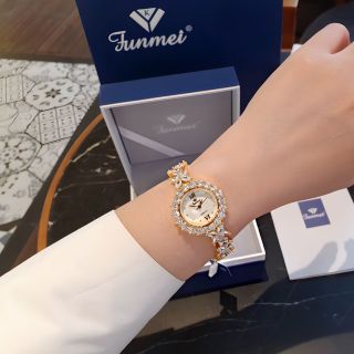 SET ĐỒNG HỒ NỮ CHÍNH HÃNG FUNMEI F2055 ĐÍNH SWAROSKI ĐI KÈM DÂY CHUYỀN FULLBOX TEM HÃNG
