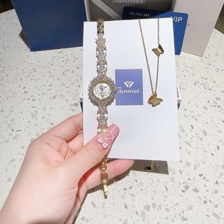 SET ĐỒNG HỒ NỮ CHÍNH HÃNG FUNMEI F2055 ĐÍNH SWAROSKI ĐI KÈM DÂY CHUYỀN FULLBOX TEM HÃNG