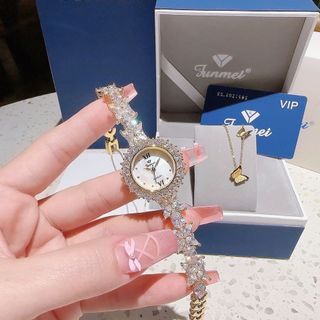 SET ĐỒNG HỒ NỮ CHÍNH HÃNG FUNMEI F2055 ĐÍNH SWAROSKI ĐI KÈM DÂY CHUYỀN FULLBOX TEM HÃNG
