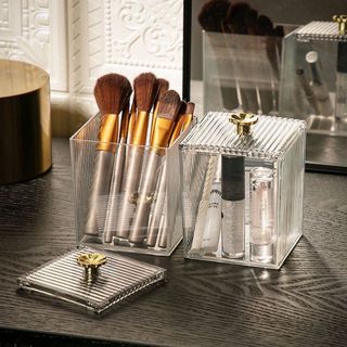 Hộp Trong Suốt Đựng Bông Tẩy Trang,  Bông Ngoáy Tay, Đựng Son Môi, Đồ Trang Điểm Cao Cấp Có Nắp A3241