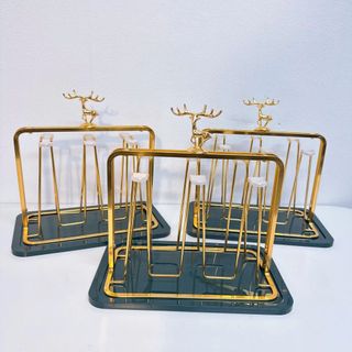 KHAY ÚP LY CỐC MẠ VÀNG HÌNH HƯƠU