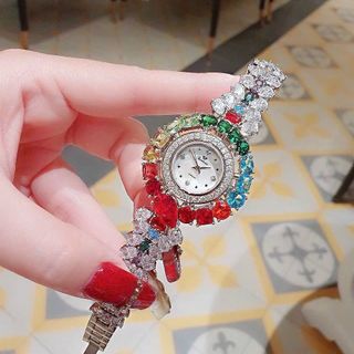 ĐỒNG HỒ NỮ CHÍNH HÃNG FUNMEI F2073 DÂY BẠC VIÊN CHỦ RUBY FULLBOX
