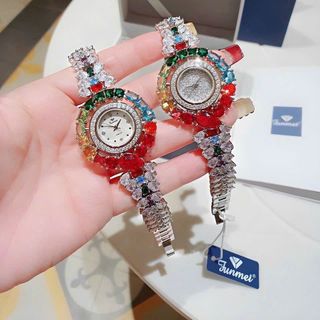 ĐỒNG HỒ NỮ CHÍNH HÃNG FUNMEI F2073 DÂY BẠC VIÊN CHỦ RUBY FULLBOX