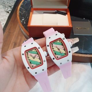 XẢ RẺ ĐỒNG HỒ NỮ TRUNG CẤP RITRARD KẸO DÂY SILICON TRẮNG VÀ HỒNG