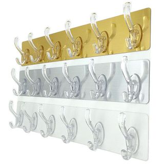 Thanh 6 Móc Nhựa Dán Tường Siêu Dính Treo Quần Áo Không Cần Khoan Tường A5731