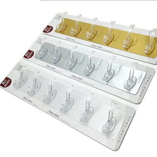 Thanh 6 Móc Nhựa Dán Tường Siêu Dính Treo Quần Áo Không Cần Khoan Tường A5731