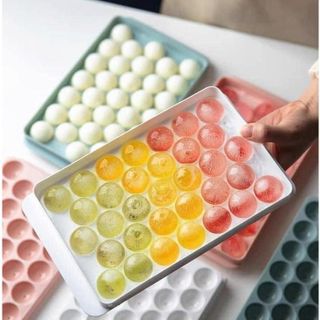 Khay Đá Bi Tròn Tủ Lạnh 33 Viên Có Nắp Đậy Việt Nhật Khuôn Làm Thạch Hoa Quả A5351