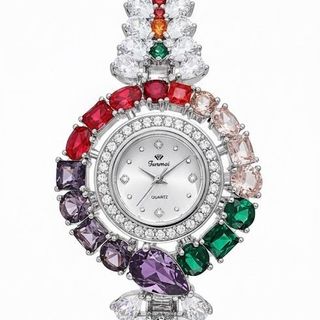 ĐỒNG HỒ NỮ CHÍNH HÃNG FUNMEI F2073 DÂY BẠC VIÊN CHỦ AMETHYST  FULLBOX