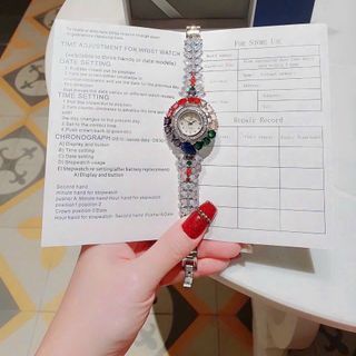 ĐỒNG HỒ NỮ CHÍNH HÃNG FUNMEI F2073 DÂY BẠC VIÊN CHỦ AMETHYST  FULLBOX