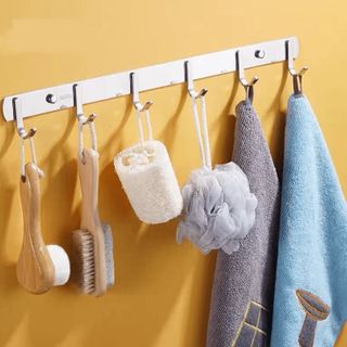 Thanh 6 Móc Kim Loại vít Tường Chắc Chắn Móc Treo Quần Áo Treo Khăn Nhà Tắm A4713