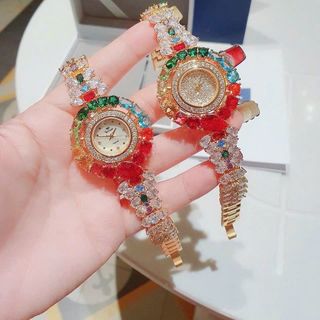 ĐỒNG HỒ NỮ CHÍNH HÃNG FUNMEI F2073 DÂY VÀNG VIÊN CHỦ RUBY FULLBOX