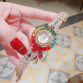 ĐỒNG HỒ NỮ CHÍNH HÃNG FUNMEI F2073 DÂY VÀNG VIÊN CHỦ RUBY FULLBOX