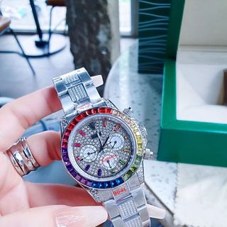 ĐỒNG HỒ NAM SIÊU CẤP RÔLET FULL XOÀN VIỀN RAINBOW MÁY CƠ