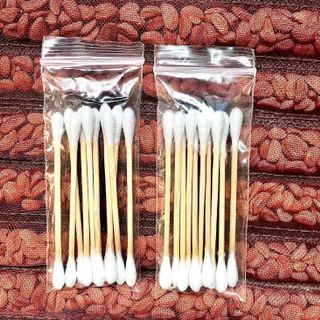 Bịch x10 Tăm bông ngoáy tai thân gỗ dùng một lần hai đầu, tăm bông tẩy trang du lịch dã ngoại A5222