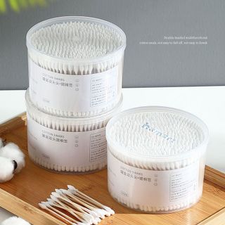 Hộp 400 Tăm Bông Thân Gỗ Tre Ngoáy Tai 2 Đầu Tròn Cotton dùng cho người lớn an toàn khi sử dụng A4942