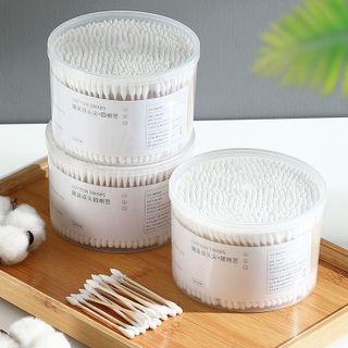 Hộp 400 Tăm Bông Thân Gỗ Tre Ngoáy Tai 2 Đầu Tròn Cotton dùng cho người lớn an toàn khi sử dụng A4942