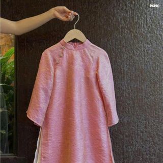 Áo dài bé gái tơ gấm lụa ánh vàng - sỉ SLL