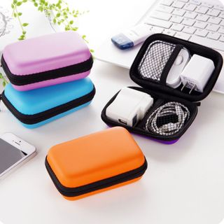 Hộp Đựng Tai Nghe Cáp Sạc Hình chữ Nhật Trơn Mang Theo Du Lịch Tiện Lợi A5253