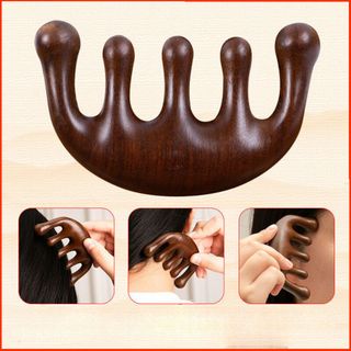 Lược Gỗ Đàn Hương Năm Cánh Massage Da Đầu Chống Tĩnh Điện A4822